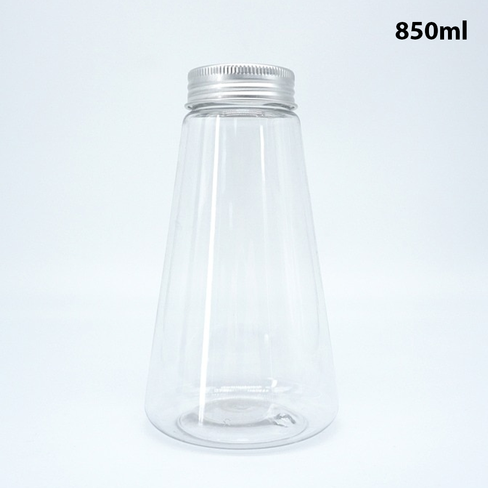 Willow 850ml Food Grade Clear PET Plastic Conical Bottle With Silver Screw Cap (96Pc / Ctn)