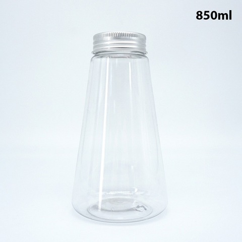 Willow 850ml Food Grade Clear PET Plastic Conical Bottle With Silver Screw Cap (96Pc / Ctn)