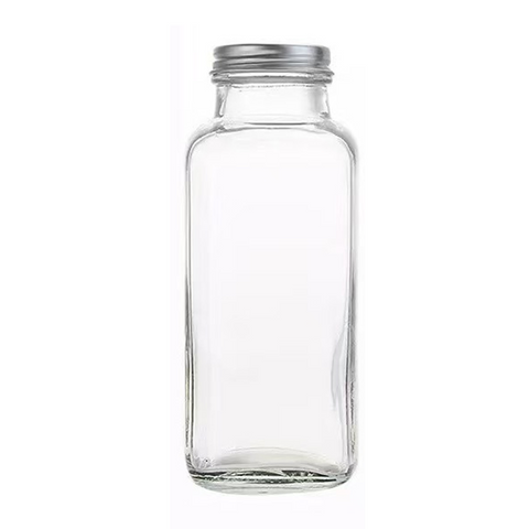 Willow 250ml 350ml 500ml Clear Empty Square Glass Beverage Bottle for Juice Coffee Milk with Lid