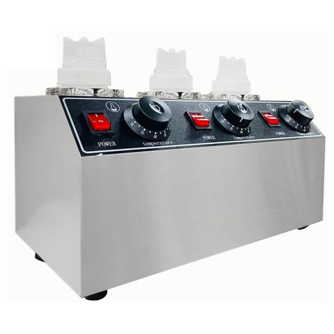 Olmecs Commercial Electric Hot Sauce jam, Chocolate Bottle Warmer, 3 Heads Chocolate Spread Warmer
