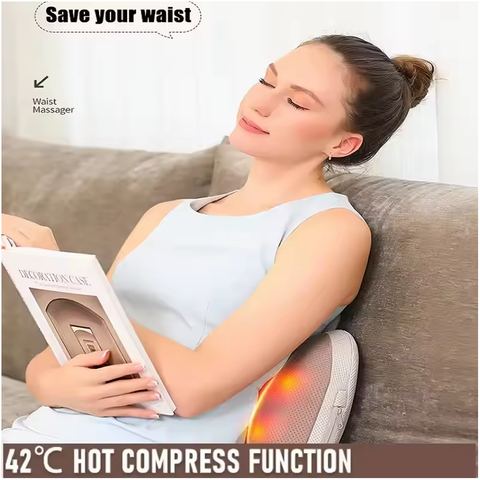 Smart Electric Neck Massage Pillow, 3D Shiatsu Massager, Infrared Physiotherapy, Head and Back, Full Body, Wireless Use for Car and Home