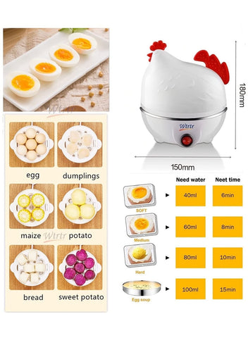 Electric Egg Cooker, White Egg Steamer, Egg Cooker, 7 Egg Volume