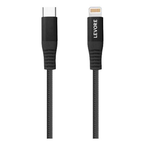 Levore 1M Nylon Braided USB C to Lightning Cable Black, LC4211-BK