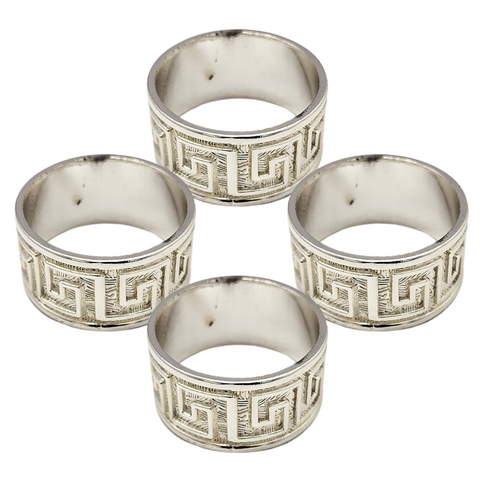 4 Piece Gold / Silver Olmecs Napkin Ring