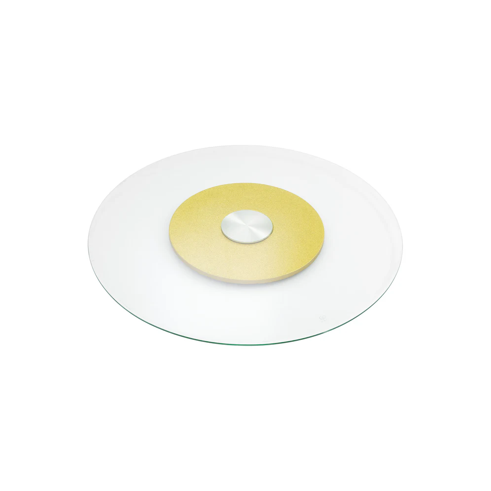 Large Rotating Tray For Kitchen Dining Table, Double Glass Design Transparent 80/100/120cm (Silver) (Copy)