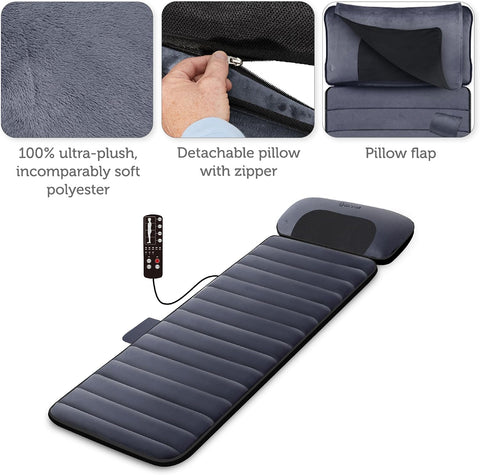Comfier Massage Mat with Heat Pad,Full Body Massage Bed with Shiatsu Neck Massage Pillow