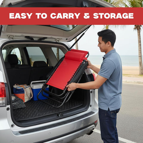 Procamp Zero Gravity Racing Red Camping Chair | Folding Outdoor Recliner | Zero Gravity Lounger