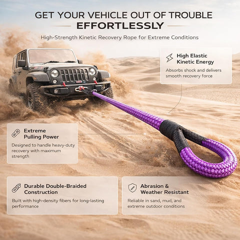 25T - 9M Heavy Duty Synthetic Winch Rope – Off-Road Recovery Tow Rope with Reinforced Loops, High Strength Braided Cable for SUV, Truck, ATV, UTV (Copy) (Copy)