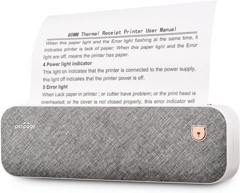 Bisofice PeriPage Portable Printer, A4 Wireless Bluetooth Travel Printer