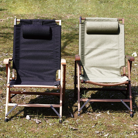 Luxury Reclining Folding Camping Chair, Reclining Chair Wooden Frame Lounge Chair
