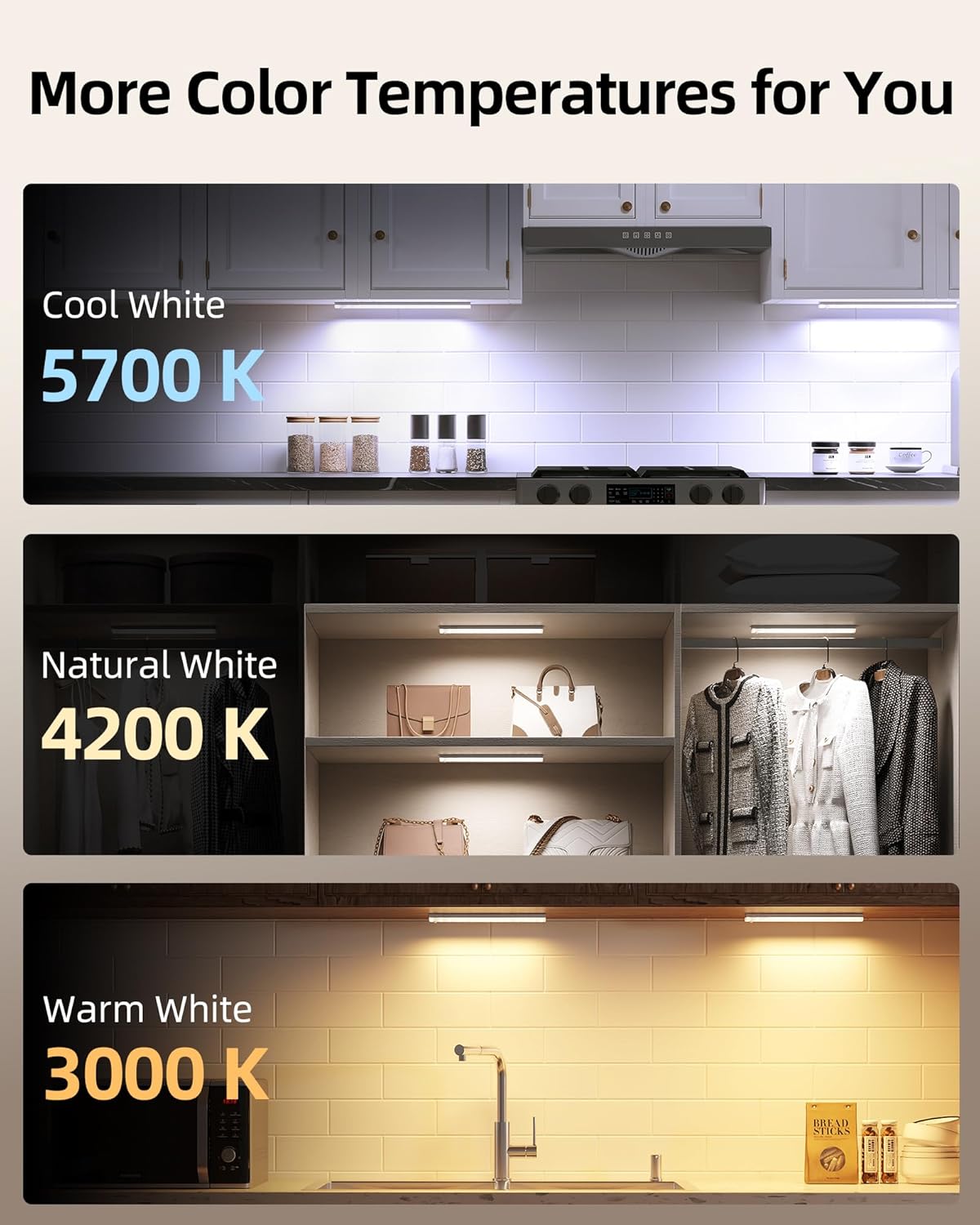 EZVALO Under-Unit Light Kitchen LED with Charging Station 62 LEDs