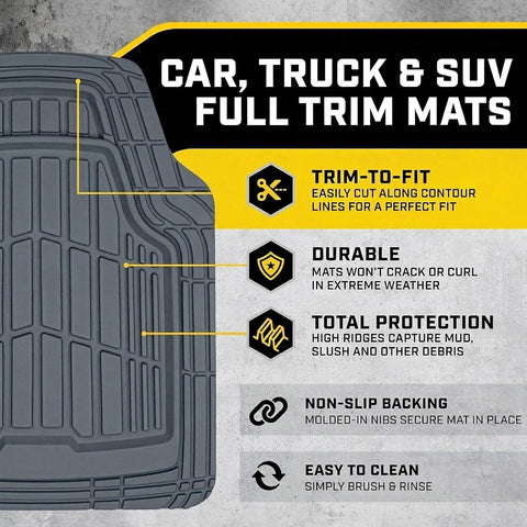 5 Pcs Set Premium Rubber Car Floor Mats, Anti-Slip Waterproof with Cargo Liner (76*54cm)