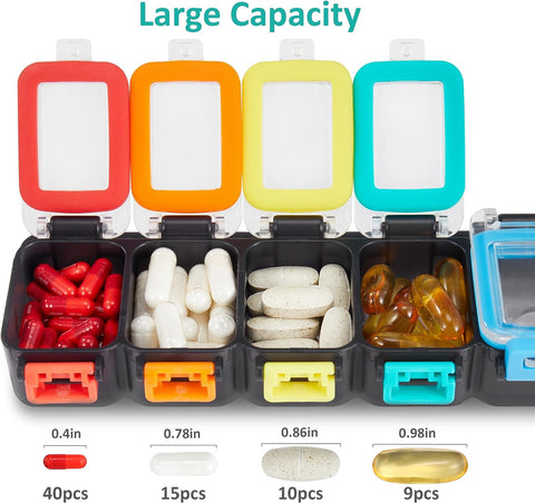 Fullicon Weekly Pill Organizer 7 Day, Large Pill Box Organiser for Travel, Moisture-Proof Medicine Organizer
