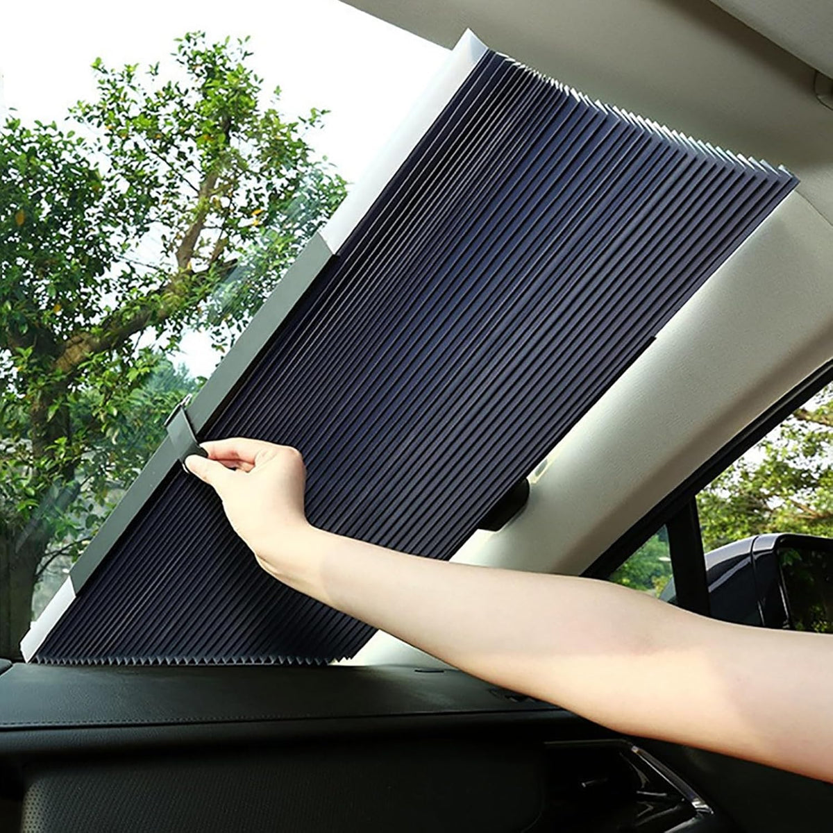 Auto Sunshade, Retractable Windshield Sun Shade, Quick Install Durable Breathable Mesh Cove