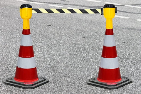 Road Cone Barrier Top with Retractable Wall Warning Tape for Crowd Control Railings And Dividers