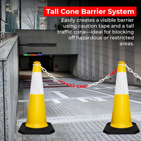 Olmecs Traffic Cone with PE Base – 100CM | PPC Road Safety Reflective Cone | High-Visibility Street Cone with Wide Collar (10 Cones)