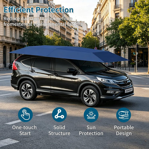 Fully Automatic Car Umbrella for Roof with Remote, 4.2m/4.8m/5.2m Universal Car Tent with Bracket