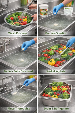 Fruit, Salad & Vegetable Sanitizing  Tablets, 200Pc Pack  Fast Dissolving Effervescent Formula