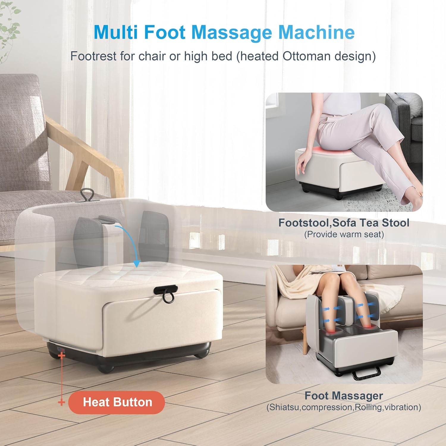 Machine Foot Rest COMFIER 2-in-1 shiatsu Foot Massager Machine & Foot Rest, Foot and Cal ...