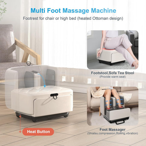COMFIER 2-in-1 shiatsu Foot Massager Machine & Foot Rest, Foot and Calf with APP Control
