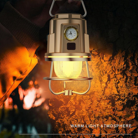 Ultra-Bright Rechargeable (Lantern Clock) Waterproof & USB Powered Torch with Hook for Camping