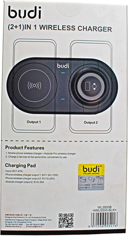 Budi (2+1) IN 1 Wireless Charger For Phone And Watch And Airpods WL3500B