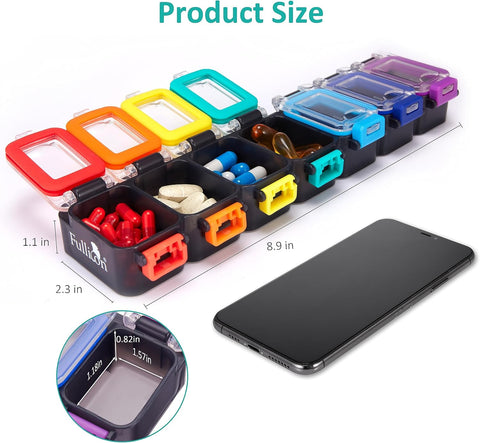 Fullicon Weekly Pill Organizer 7 Day, Large Pill Box Organiser for Travel, Moisture-Proof Medicine Organizer