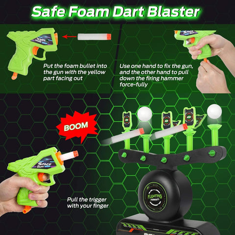 Glow in The Dark Luminous Electric Floating Target Practice Hover Ball Shooting Game for Kids with Foam Bullets