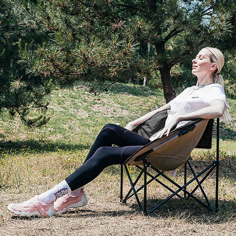 Foldable Moon Camping Chair Portable Lounge Chair with Cup Holder