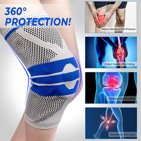 Knee Brace, Knee Compression Sleeve Support with Patella Gel Pad & Side Spring Stabilizers