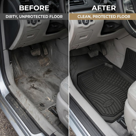 5 Pcs Set Car Floor Mats, Premium Rubber Anti-Slip Waterproof Car Mats with Cargo Liner, All Weather Front, Rear & Center Mats 70x50