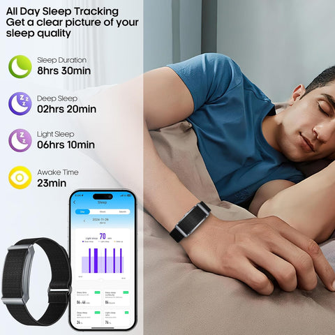 Smart Health Wristband for Men Women, Smart Bracelet with 24/7 Heart Rate/Blood oxygen/Sleep/Body Temperature Monitor