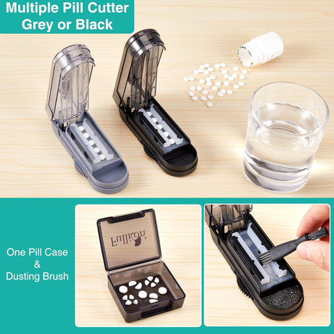 Fullicon Multiple Pill Cutter, Adjustable Pill Cutter for Small Pills with Accurate Pill Alignment, Stainless Steel Cutting Blade & Blade Guard
