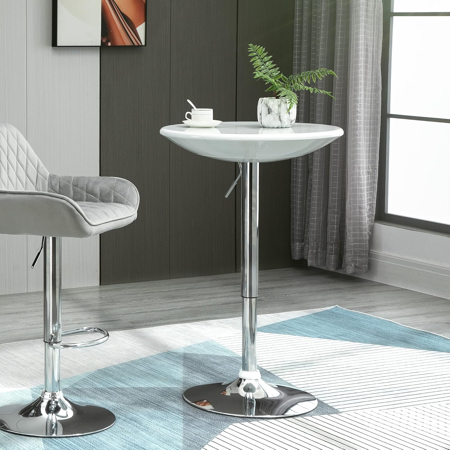 Olmecs Bar / Cocktail Adjustable Height 75-90cm Table with Stainless Steel Base T103A