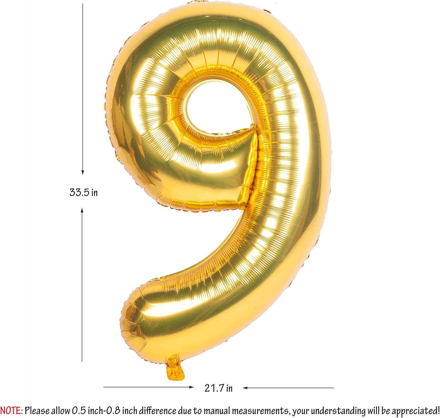 Gold Number Balloons in Helium Foil Mylar No.9