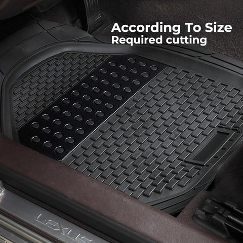 Premium Rubber Car Foot Mats, 71x50.5cm 3 Pcs Set, Anti-Slip Waterproof with Cargo Liner