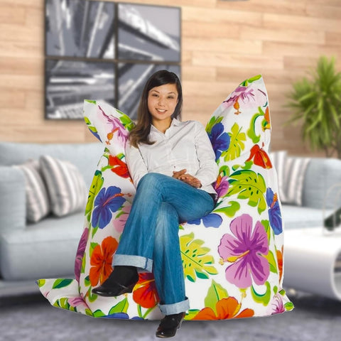 B&S Bean Bag with Polystyrene Fillings | Vibrant Hibiscus Floral Design Beanbag