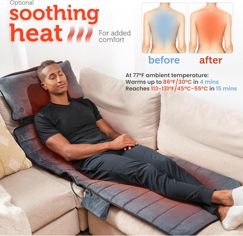 Comfier Massage Mat with Heat Pad,Full Body Massage Bed with Shiatsu Neck Massage Pillow