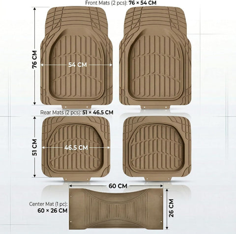 Premium Rubber Car Floor Mats, 76 * 54cm 5 Pcs Set, Anti-Slip Waterproof with Cargo Liner