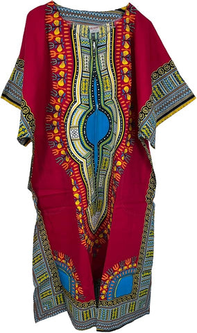 Womens 100% Cotton Long Kaftan Dress Summer Dashiki African Print - Tribe