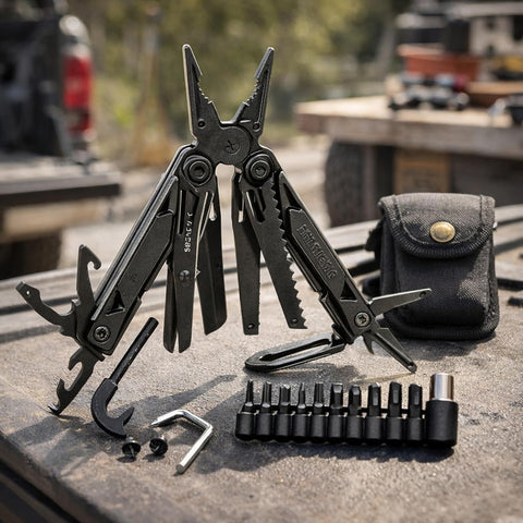 Stainless Steel Multi Tool Pliers – Heavy Duty Multitool with Knife, Saw, Screwdrivers & Wire Cutter - Survival Tool for Camping Tool-4