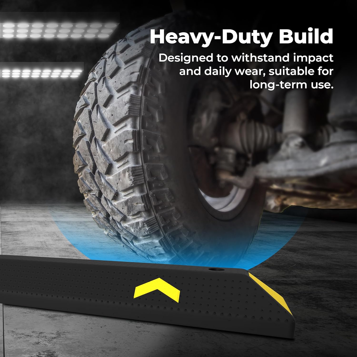Olmecs Parking Wheel Stop 183CM Black | PVC Heavy Duty Parking Curbs with Yellow Reflector