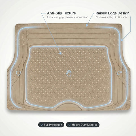 Car Boot Mat, Heavy Duty Waterproof Trunk Liner, Anti-Slip Rubber Cargo Mat (144x109Cms)