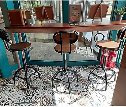 Olmecs Rustic Modern Farmhouse Steel Metal Wood Adjustable Dining High Chair/Bar Stool