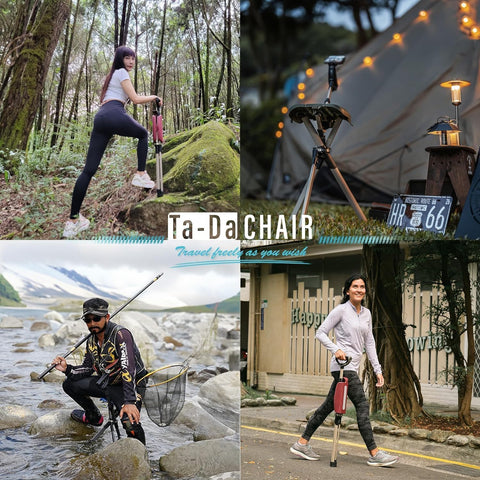 The Ta Da Seat Stick / Chair - the walking cane/ stick that converts to a tripod chair