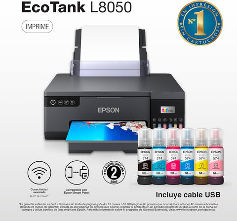 Epson Ecotank L8050 Color Photo Printer with 1 Set Sublimation Ink & 50 Sublimation Papers