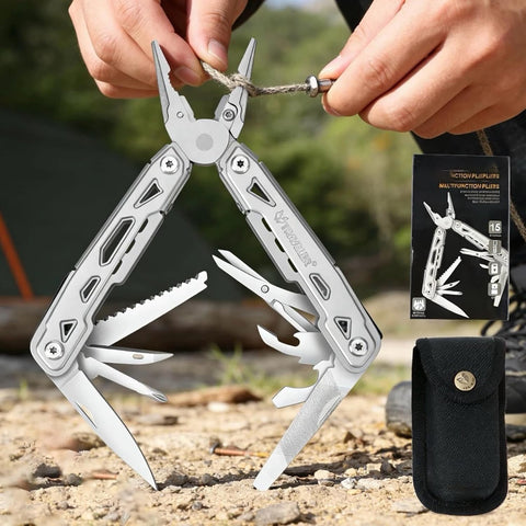 Stainless Steel Multi Tool Pliers – Heavy Duty Multitool with Knife, Saw, Screwdrivers & Wire Cutter - Survival Tool for Camping Tool-1