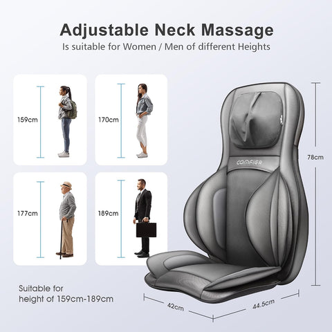 Comfier Neck and Back Massager with Heat - Massage Chair with Compress | Rolling,Kneading