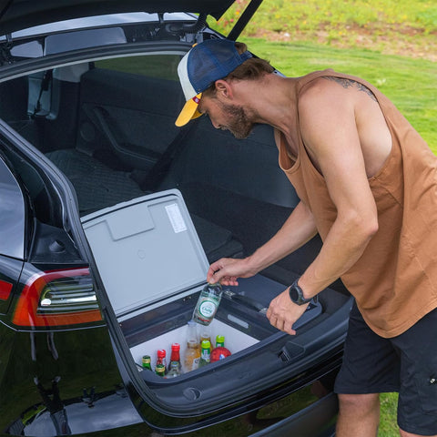 Car Refrigerator 12 Volt Tesla Fridge Model Y Portable 35QT(33L) Car Freezer App Control -4℉-50℉ for Travel Camping Road Trip