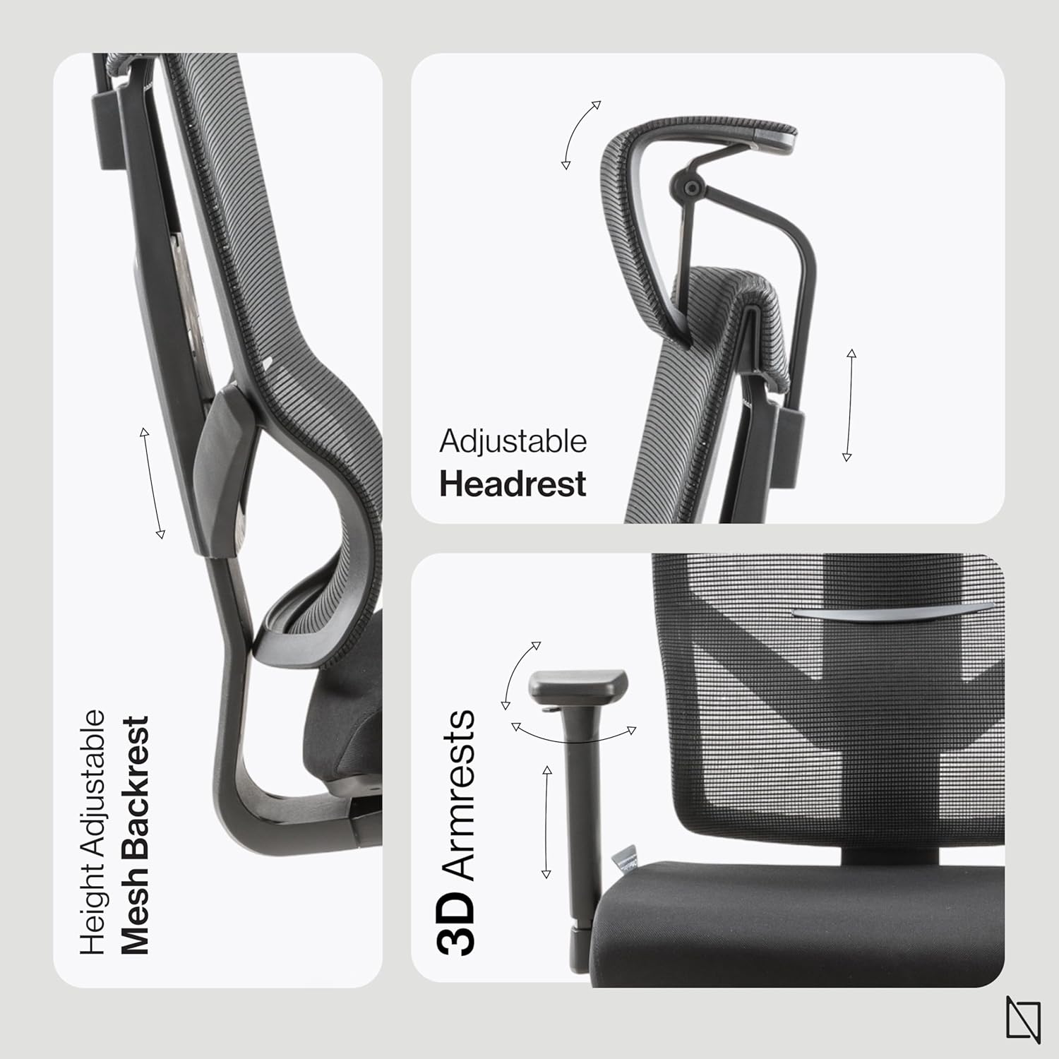 NAVO AERO, Premium Ergonomic Fabric Office Chair  (PURE BLACK)